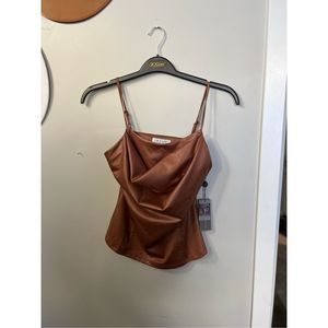 Lola & Sophie New York Women's Brown Adjustable Strap Cami Top Size Small